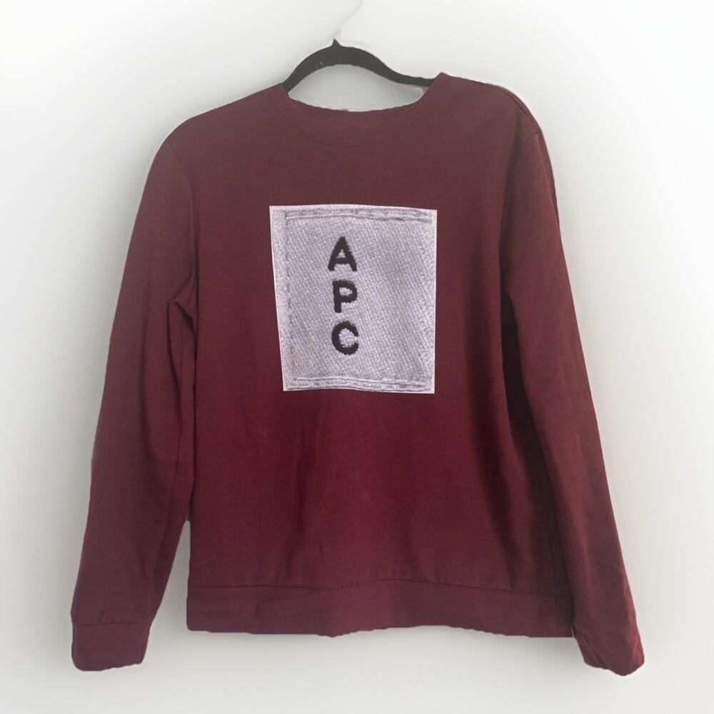 APC Sweatshirt Burgundy Wine Sweater Logo Size Medium